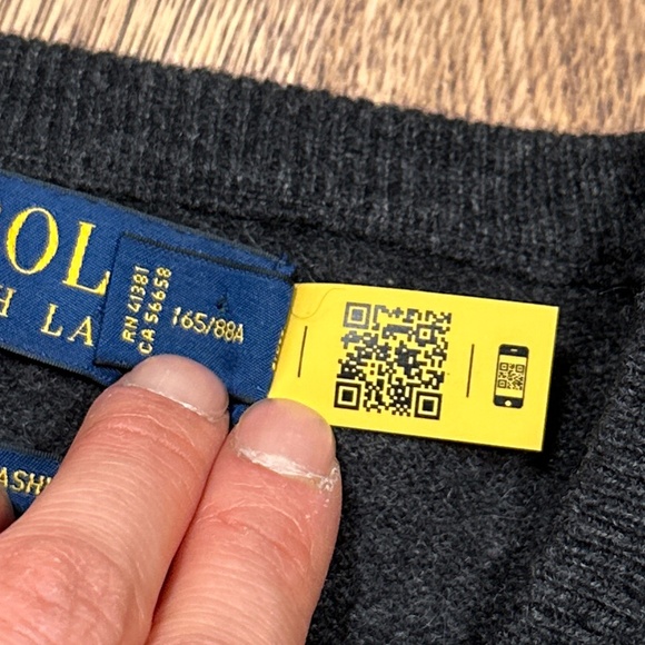 Polo Ralph Lauren Washable Cashmere V Neck Gray Sweater Mens XS - Picture 4 of 8